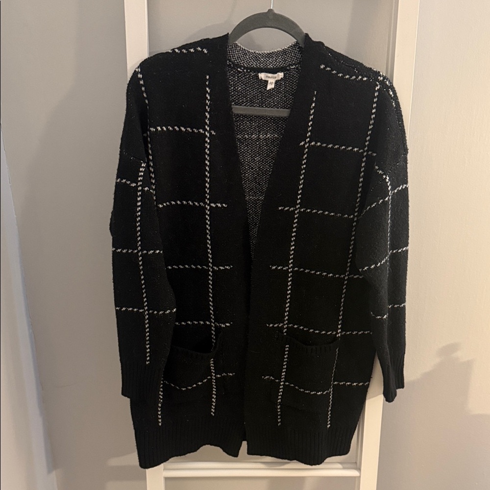 Maurices Black and White Checkered Cardigan